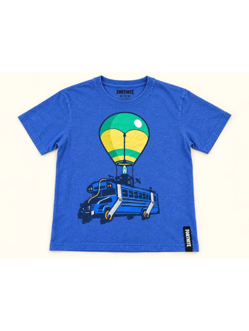 Fortnite Battle Bus Boys Blue Graphic T-Shirt Size M 8